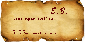 Slezinger Béla névjegykártya